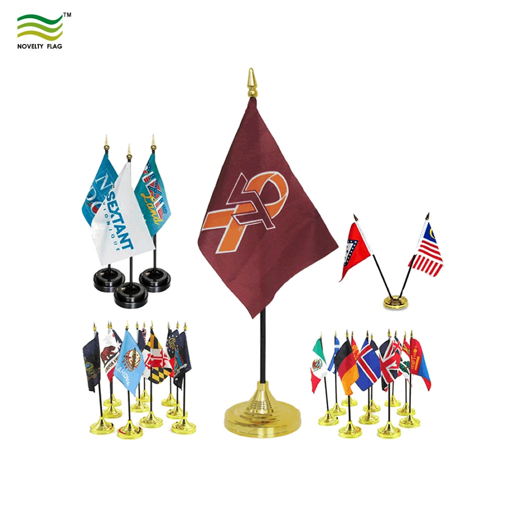 Office Decoration Country Flag on Table Metal Flagpole Desk Flag